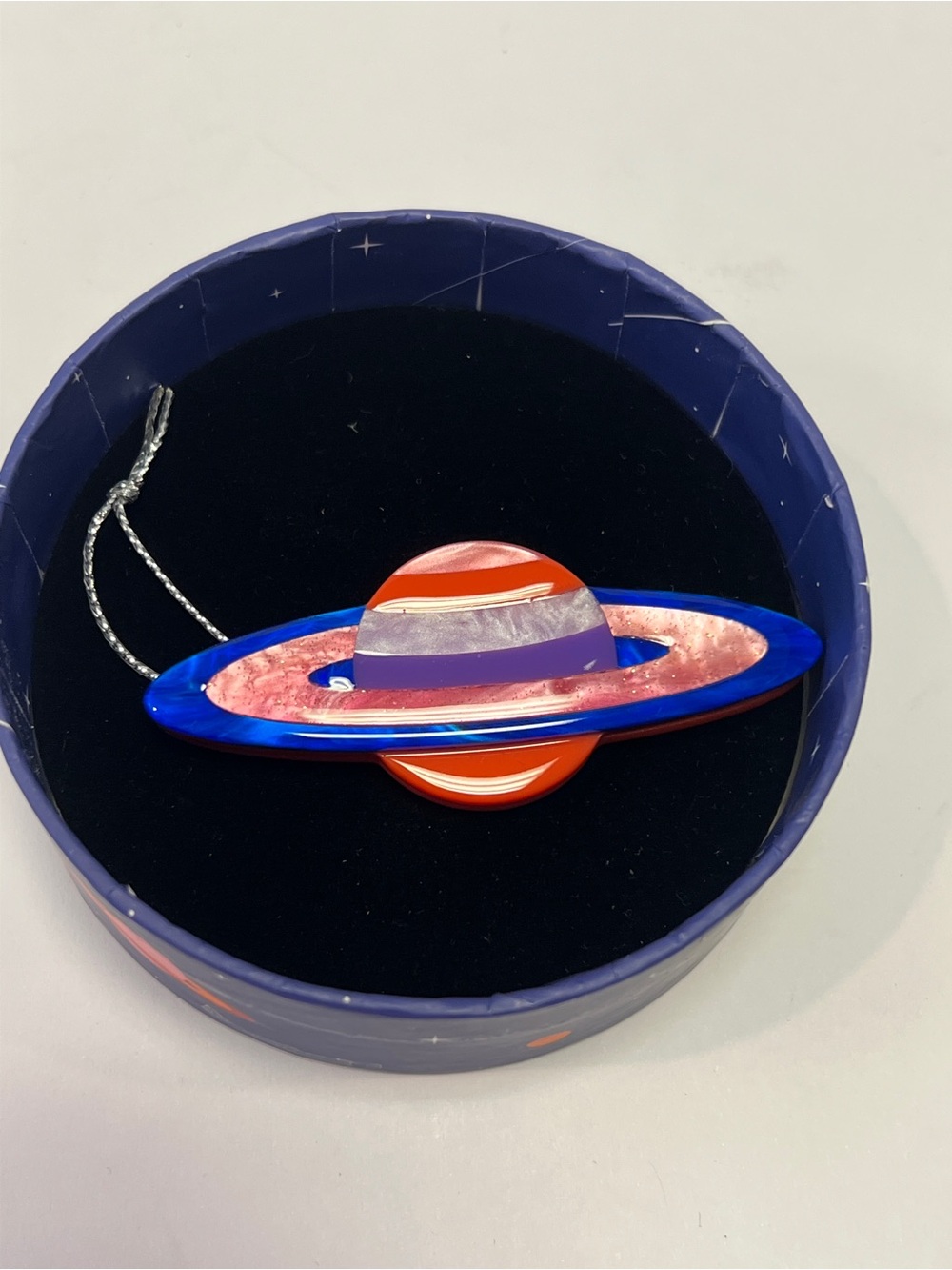 Multicolor Planet Ring Brooch - Blue, Purple & Orange